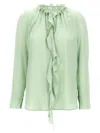 Victoria Beckham Ruffled Crepe De Chine Shirt