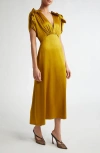 VICTORIA BECKHAM VICTORIA BECKHAM RUFFLE SHOULDER SATIN DRESS