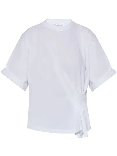 Victoria Beckham Inverted-pleats Cotton T-shirt In White