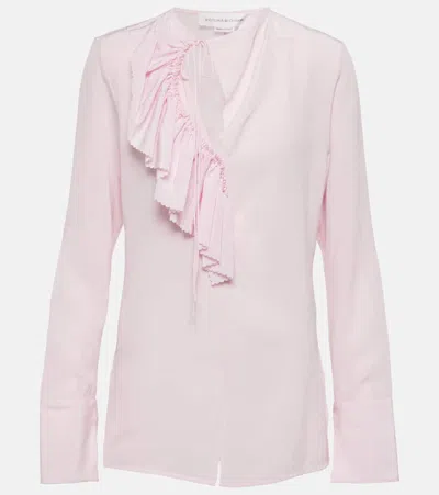 VICTORIA BECKHAM RUFFLED CRÊPE DE CHINE SILK TOP
