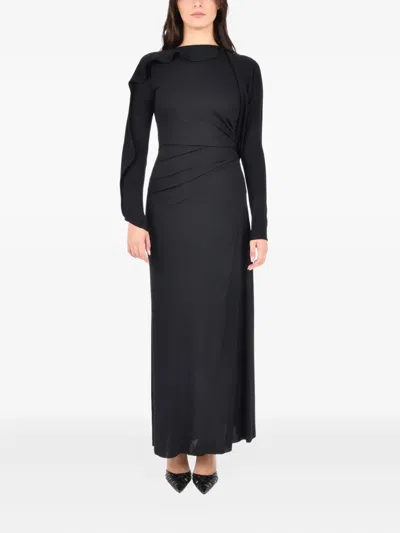 Victoria Beckham Ruffled-detail Maxi Dress In Black