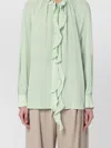 Victoria Beckham Ruffled Front Lightweight Fabric Long Sleeves In Green