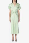 Victoria Beckham Jade Green Ruffled Midi Dress In Green