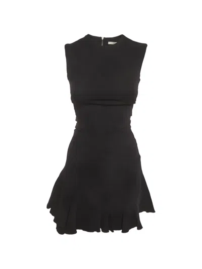 Pre-owned Victoria Beckham Ruffled Mini Dress In Black