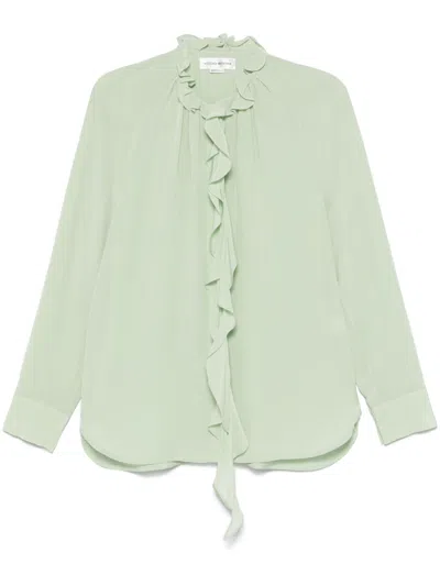 Victoria Beckham Ruffled Shirt In Green