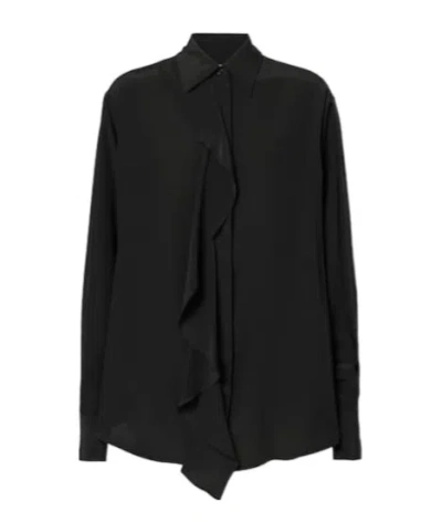Victoria Beckham Ruffled Silk Blouse In Black