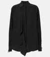 Victoria Beckham Silk Ruffle Front Blouse In Black