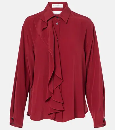 Victoria Beckham Ruffled Silk Blouse In Oxblood