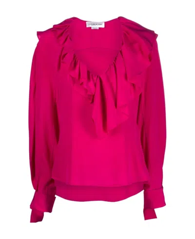 Victoria Beckham Ruffled Silk Blouse In Red