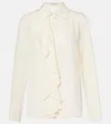 Victoria Beckham Womens Ivory Ruffle-trim Silk Blouse In White