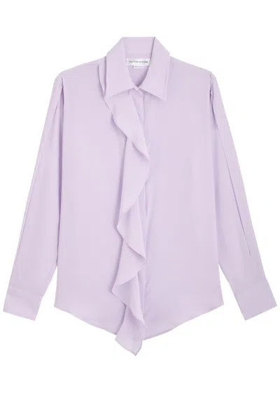 Victoria Beckham Ruffled Silk-georgette Blouse In Purple