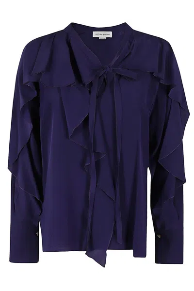 VICTORIA BECKHAM RUFFLED SILK ROMANTIC BLOUSE