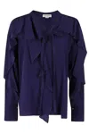 Victoria Beckham Romantic Draped Silk Blouse In Blue