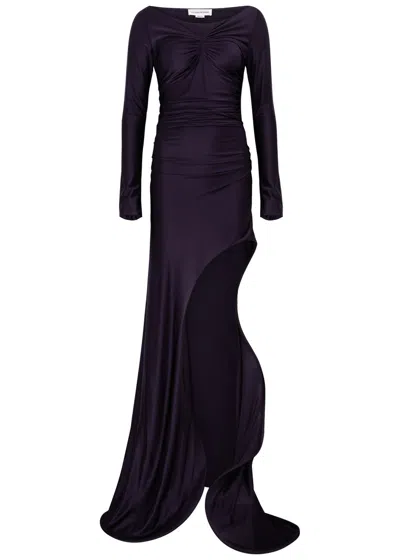 Victoria Beckham Ruffled Stretch-jersey Gown In Nearly Black