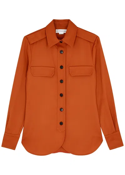 Victoria Beckham Rust Twill Shirt In Orange