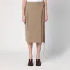 Victoria Beckham Sand-coloured Pinstriped Wrap Skirt