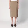 Victoria Beckham Sand-coloured Pinstriped Wrap Skirt In Beige