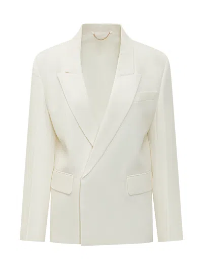 Victoria Beckham Sartoriale Blazer With Rever In Ivory