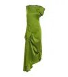 Victoria Beckham Draped Sleeveless Midi Dress With Asymmetric Detailing In Green
