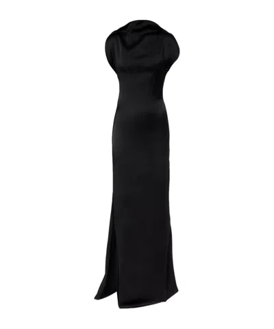 Victoria Beckham Satin Crepe Gown In Black
