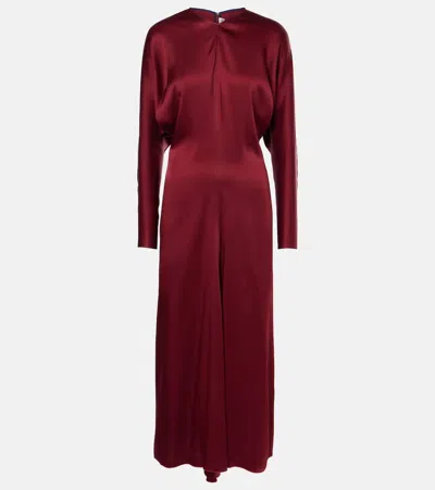 VICTORIA BECKHAM DRAPED CREPE SATIN MIDI DRESS