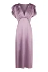 Victoria Beckham Women's V-neck Ruffle Midi Dress In Lilac