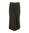 Victoria Beckham Midi Skirt With Asymmetric Hem And Ruched Detail In Green