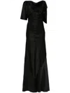 Victoria Beckham Womens  Asymmetric Ruched-front Satin Gown In Black