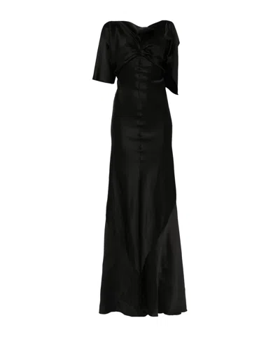 Victoria Beckham Satin Gown In Black
