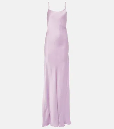 Victoria Beckham Cutout Satin-crepe Gown In Purple