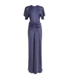 Victoria Beckham Womens Eclipse Isabella Ruched Satin Gown In Blue