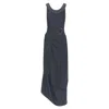 Victoria Beckham Satin Leather Collar Belted Dress In Black