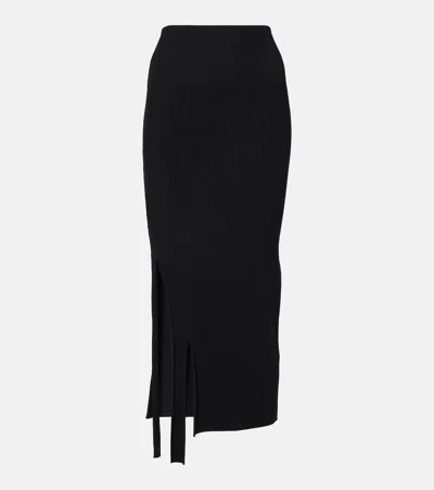 Victoria Beckham Satin Midi Skirt In Black