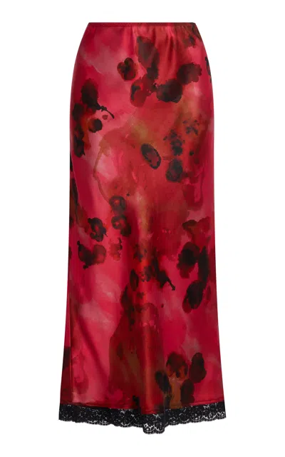 Victoria Beckham Satin Midi Skirt In Multi