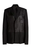 Victoria Beckham Satin-paneled Suiting Blazer In Black