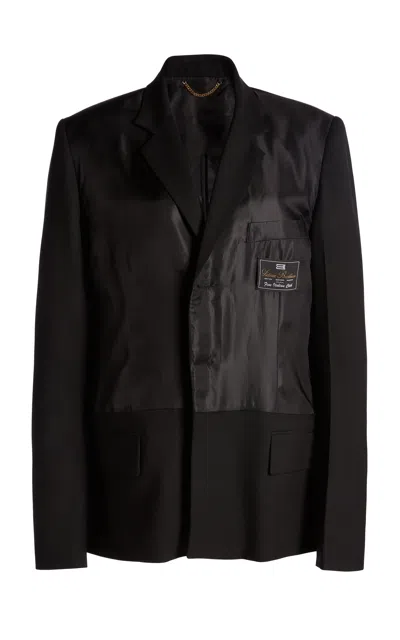 Victoria Beckham Satin-paneled Suiting Blazer In Black