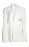 Victoria Beckham Satin-paneled Suiting Blazer In Ivory