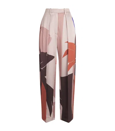 Victoria Beckham Satin Printed Cecilia Wide-leg Trousers In Multi