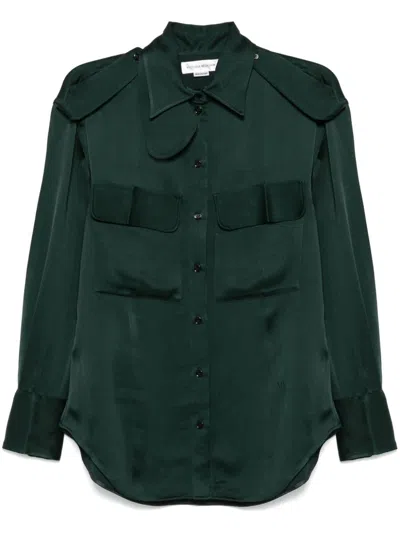 Victoria Beckham Satin Shirt In Green