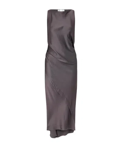 Victoria Beckham Satin Sleeveless Midi Dress In Gray