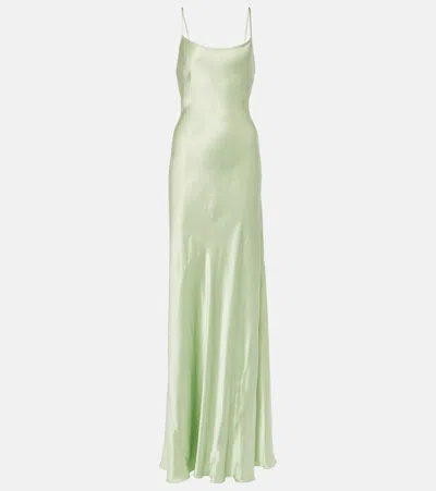 Victoria Beckham Satin Slip Dress In Green