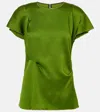 Victoria Beckham Draped Pleat Detail Top In Algae