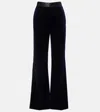 Victoria Beckham Satin-trimmed Velvet Wide-leg Pants In Black
