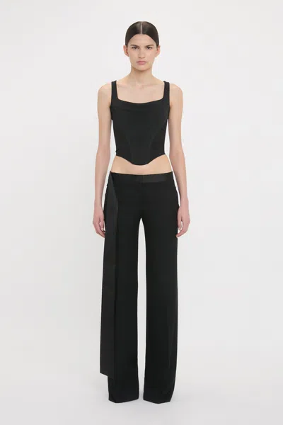 Victoria Beckham Satin Waistband Trouser In Black