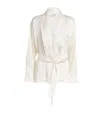 Victoria Beckham Belted Crepe De Chine Blouse In Metallic