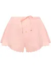 Victoria Beckham Scallop-hem Linen Shorts In Rosa