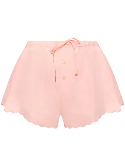 Victoria Beckham Scallop-hem Linen Shorts In Rosa
