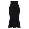 Victoria Beckham Scallop Trim Flared Midi Skirt In Black