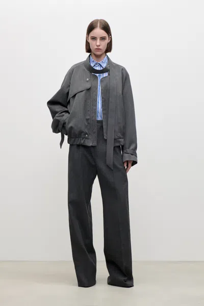Victoria Beckham Scarf Bomber Jacket In Dark Grey In Gray