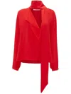 Victoria Beckham Tie-detailed Silk Crepe De Chine Blouse In Red